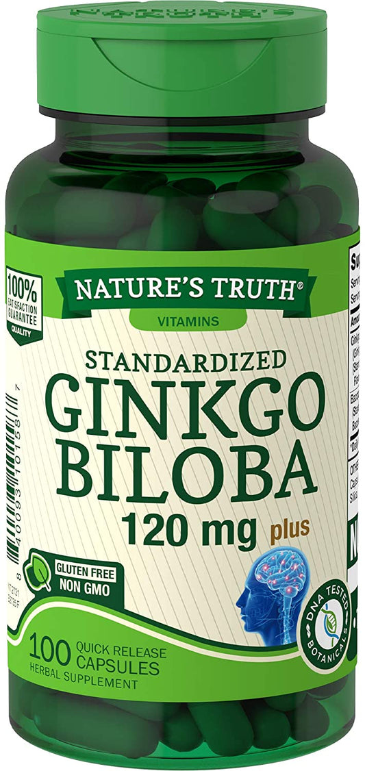 Nature's Truth Ginkgo Biloba 120 mg Standardized Extract Plus Bacopa Extract, 100 Count