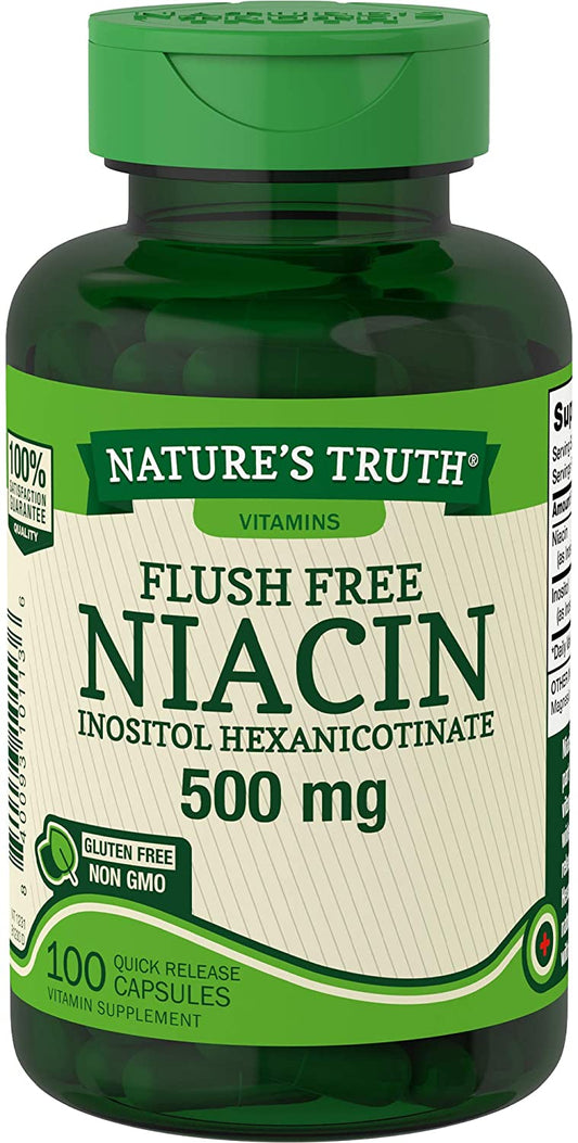Niacin 500mg Flush Free | 100 Capsules | Non-GMO & Gluten Free | by Nature's Truth
