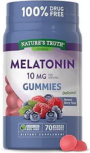 Melatonin Gummies 10mg | 70 Count | Natural Berry Flavor | Vegan, Non-GMO, Gluten Free Supplement | by Nature's Truth (Packaging May Vary)