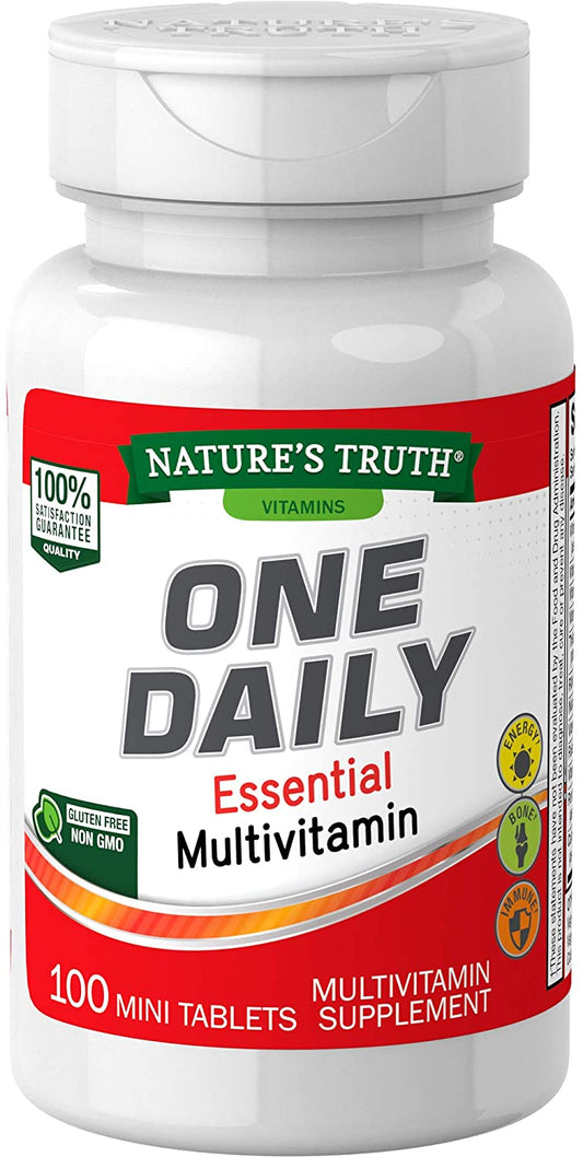 One Daily Womens and Men's Essential Multivitamin | 100 Mini Tablets | Non-GMO & Gluten Free | By Nature's Truth