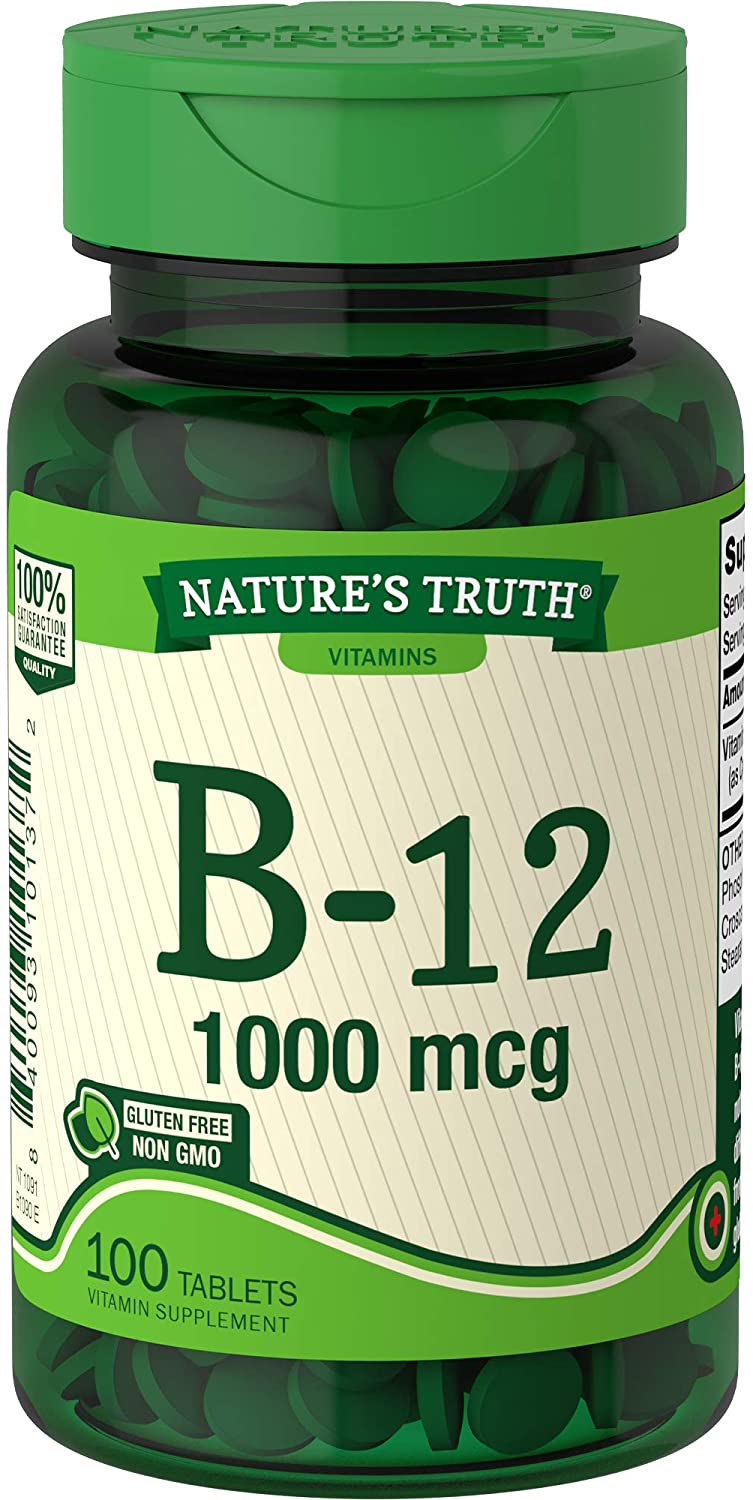 B12 Vitamin Tablets | 1000 mcg | 100 Count | Non-GMO & Gluten Free | by Nature's Truth