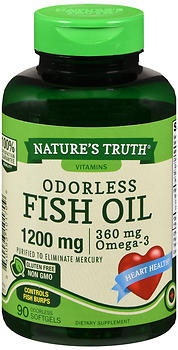 Nature's Truth Odorless Lemon Flavor Fish Oil 1200 MG 360 MG Omega-3 Softgels