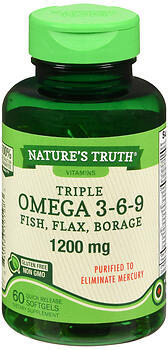 Nature's Truth Triple Omeha 3-6-9 Fish. Flax, Borage 1200 MG Quick release softgels, 60 ct