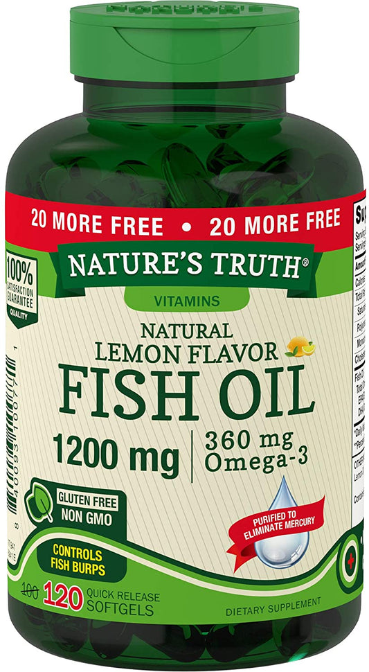 Nature's Truth 1200 Mg Omega-3 Fish Oil Softgels, 120 Count