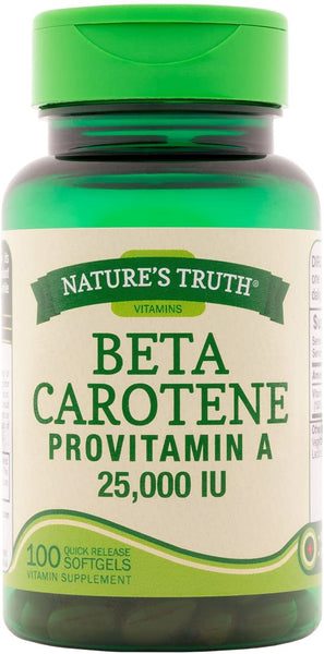 Nature's Truth Beta-Carotene 25,000 IU Vitamin A Softgels, 100 Count