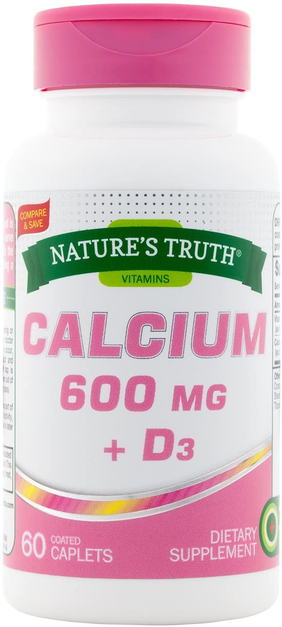 Nature's Truth Calcium 600 mg Plus Vitamin D3 Tablets, 60 Count