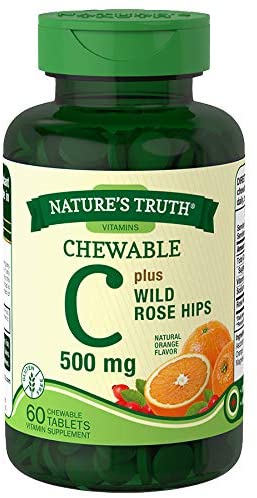 Nature's Truth Chewable C 500 mg plus Wild Rose Hips Tablets Natural Orange Flavor - 60 ct