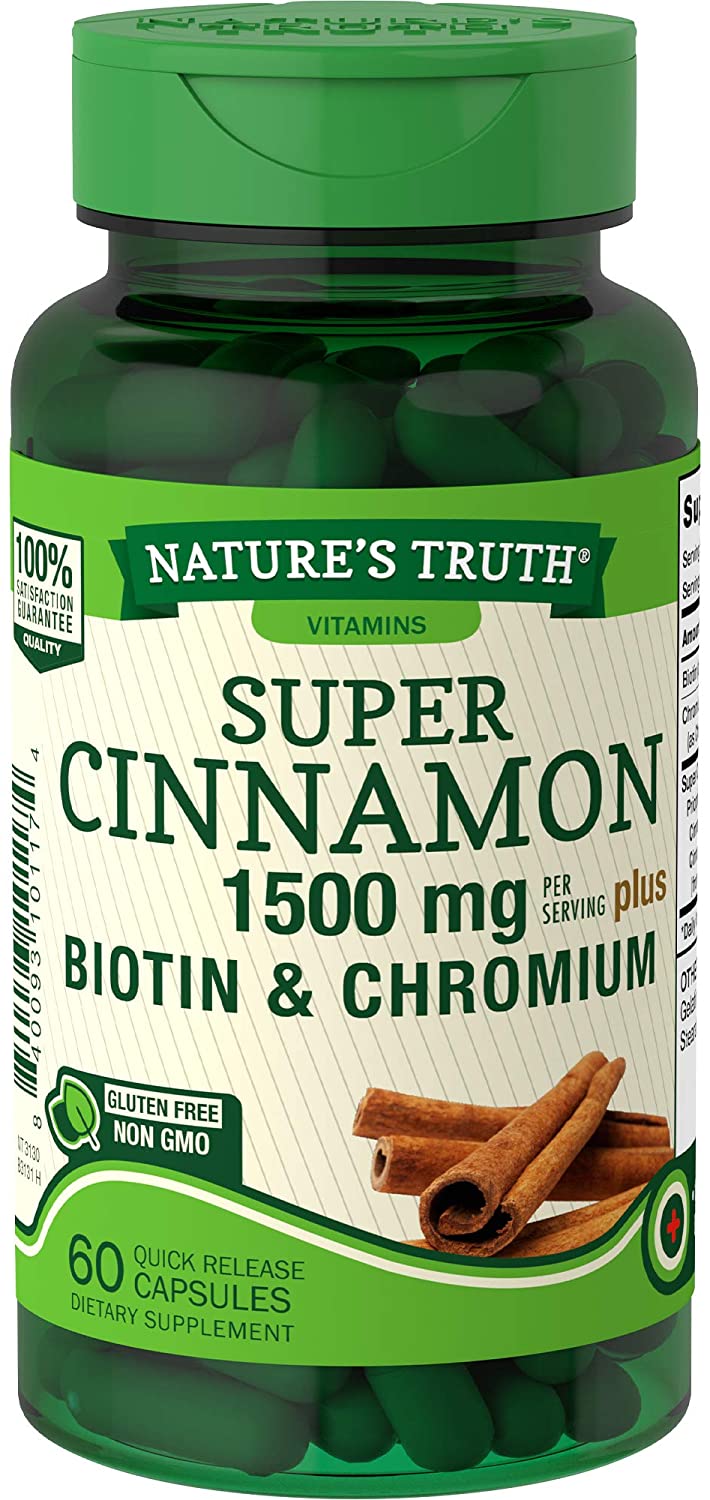 Nature's Truth Cinnamon with Biotin and Chromium Capsules, 60 Count