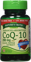 Nature's Truth Enhanced Absorption CoQ-10 200 mg plus Black Pepper Extract Quick Release Softgels - 50 ct