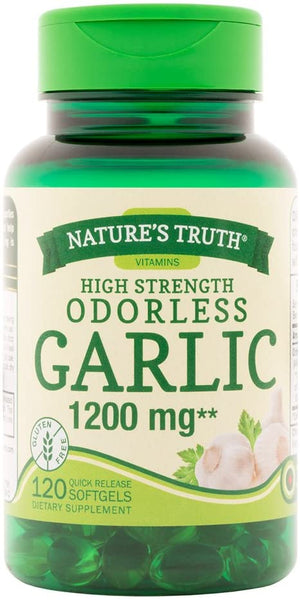 Nature's Truth Garlic 1200 mg Odorless Supplements, 120 Count