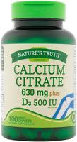 Nature's Truth Maximum Calcium Citrate 630mg Per Serving + VIT D3 Tablets, 100 Count