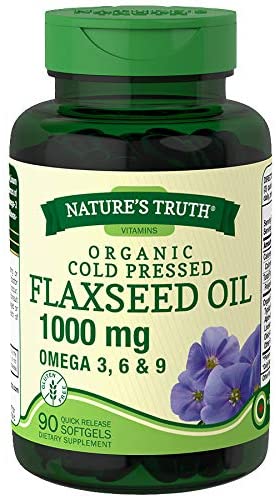 Nature's Truth Organic Cold Pressed Flaxseed Oil 1000 mg Omega 3, 6 & 9 Quick Release Softgels - 90 ct