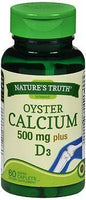 Oyster Calcium 500mg Vitamin D | 60 Caplets | Non-GMO, Gluten Free Supplement | by Nature's Truth