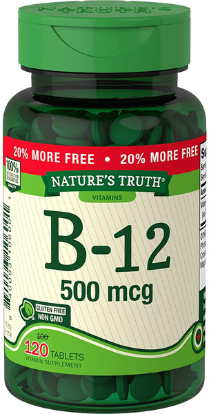 Nature's Truth Vitamin B-12 Tablets, 500 mg, 120 Count