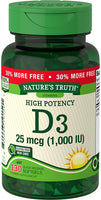 Vitamin D3 1000 IU | 130 Softgels | High Potency D | Non-GMO, Gluten Free, Soy Free | by Nature's Truth