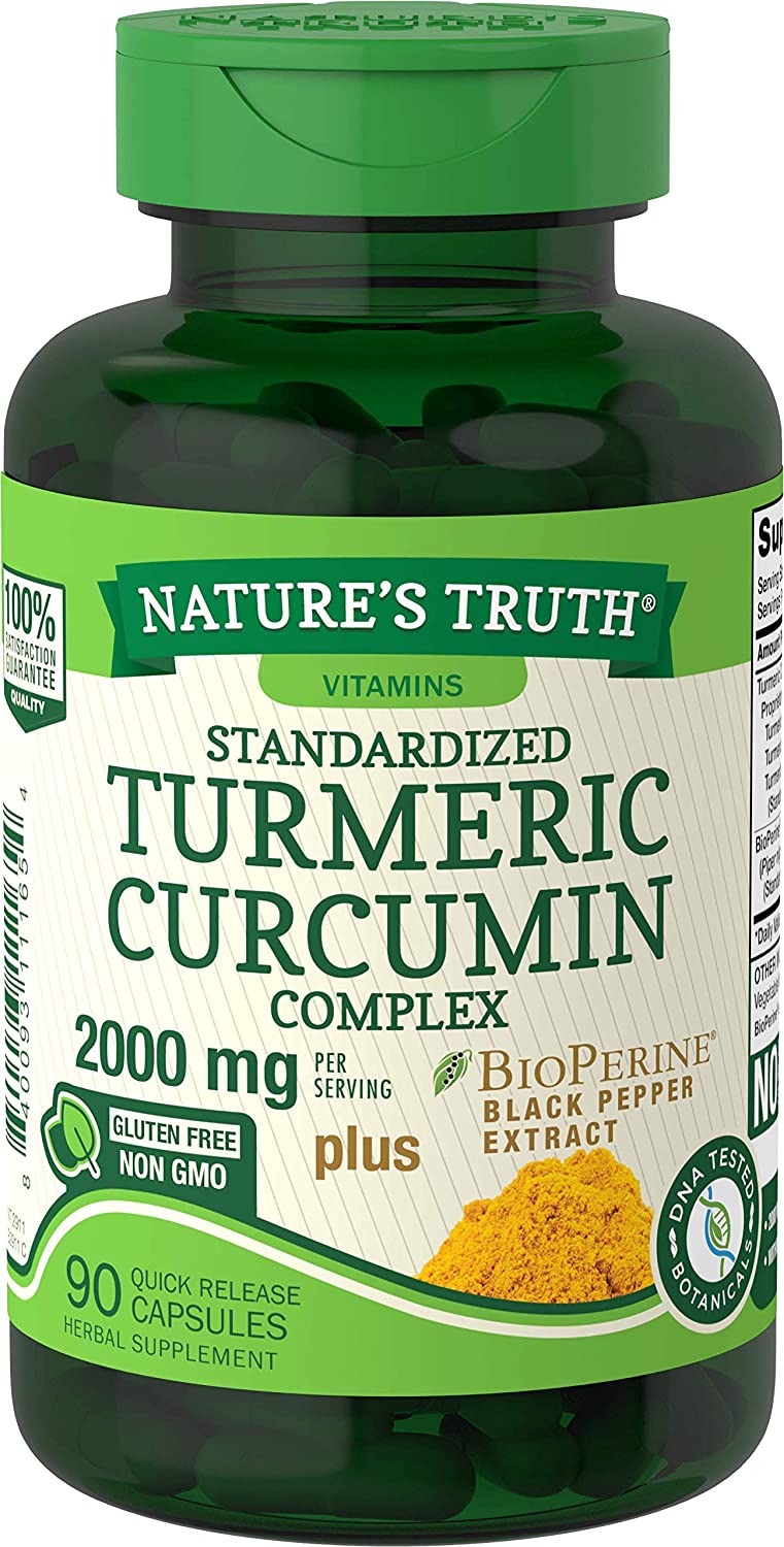 Nature's Truth Turmeric Curcumin 2000 mg | 90 Capsules | with 95% Standardized Curcuminoids and Bioperine | Non-GMO, Gluten Free Supplement